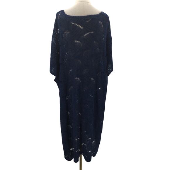 BLOOMCHIC 22-24 3X Plus Blue Cut-Out Solid V-Neck Swimsuit Coverup NEW B31 - Picture 4 of 8